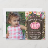 Rustic Girl Pumpkin First Birthday Floral Gold