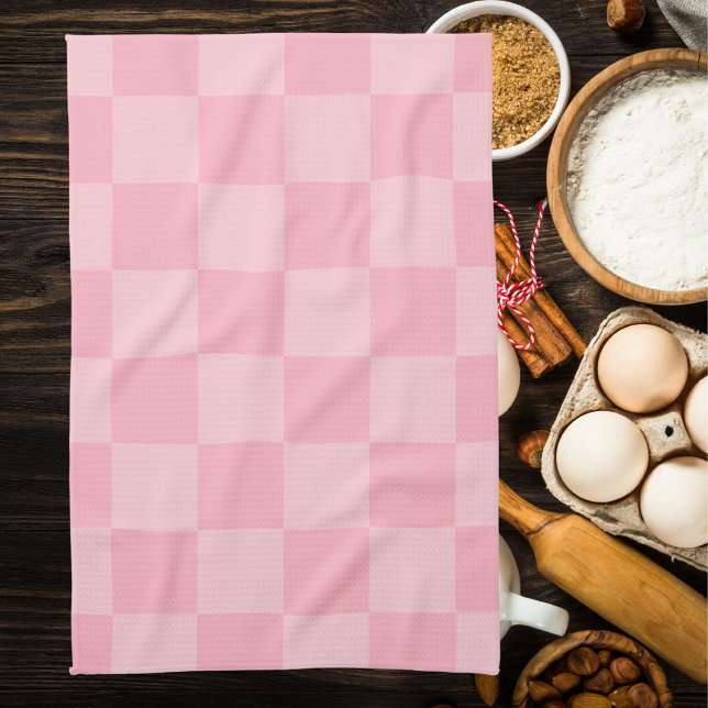 Rustic Girly Pink Gingham Pattern Modern Tea Towel (Creator Uploaded)