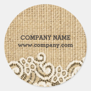 rustic Girly western country burlap lace Classic Round Sticker