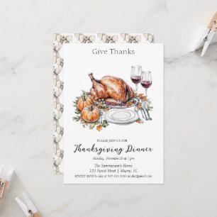 Rustic Give Thanks Dinner Invitation