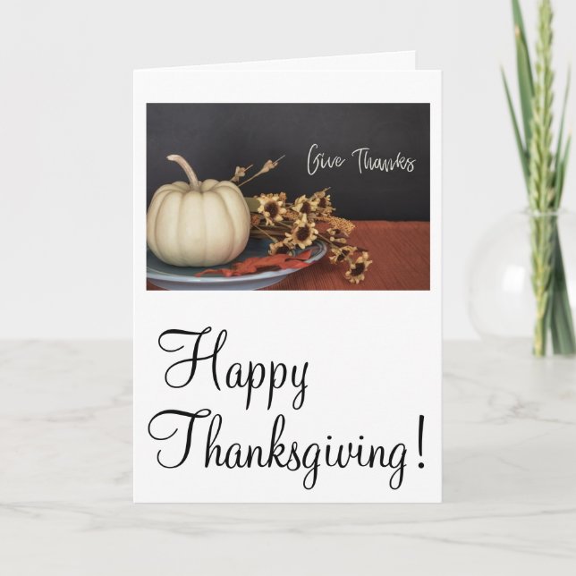 Rustic Give Thanks Happy Thanksgiving Holiday Card (Front)