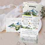 Rustic Glacial Mountain | Illustrated Wedding Tri-Fold Invitation<br><div class="desc">Set the tone for an exciting wedding weekend with a custom itinerary invitation. This "roomy" invitation is a great way to give your guests additional information on the wedding. These cards can list the festivities surrounding your wedding weekend, such as welcome cocktails, after-parties, and morning after brunches. If you’re planning...</div>