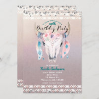 Rustic Glam Boho Floral Cow Skull Birthday Party