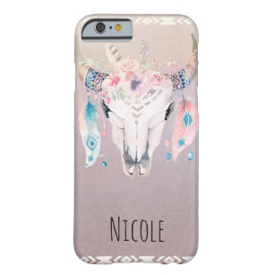 Rustic Glam Boho Floral Cow Skull Country Western Barely There iPhone 6 Case