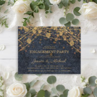 Rustic Glam Gold String Lights Engagement Party