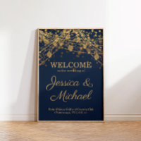 Rustic Glam Navy Blue Gold Wedding Welcome