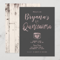 Rustic Glam Rose Gold Pink Grey 15 Quinceañera  