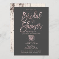 Rustic Glam Rose Gold Pink Grey Bridal Shower