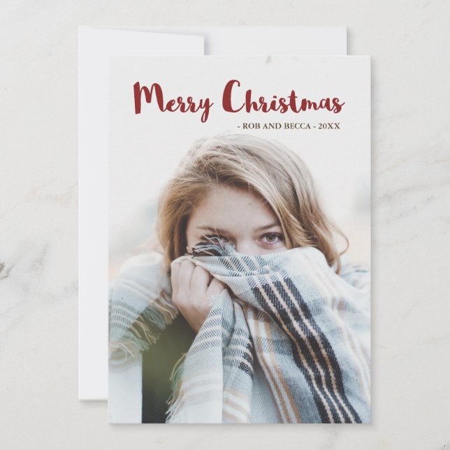 Rustic Glam Stripes and Photo Christmas Holiday Card (Front)