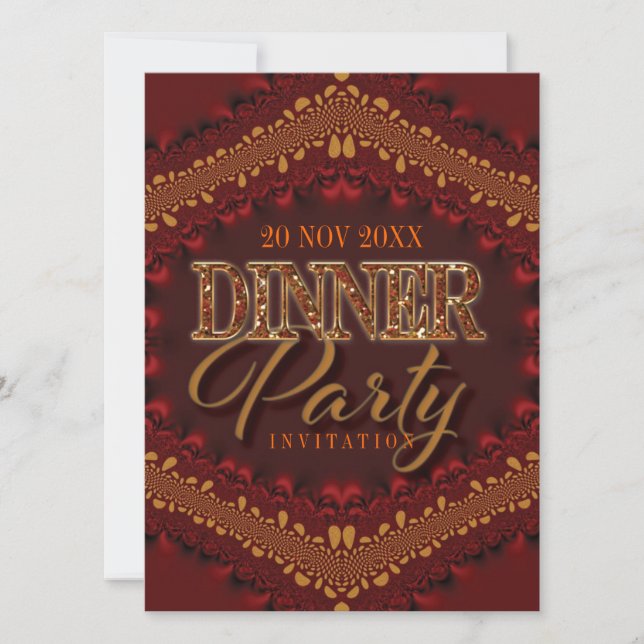 Rustic Glitter Dinner Party Invitations (Front)