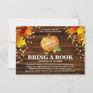 Rustic Glitter Pumpkin Bring a Book Baby Shower RSVP Card