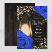 Rustic Glow Lantern & Cobalt Blue Roses Sweet 16