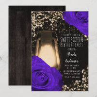 Rustic Glow Lantern & Violet Purple Roses Sweet 16