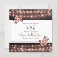 Rustic Glowing String Lights Floral Birthday Party