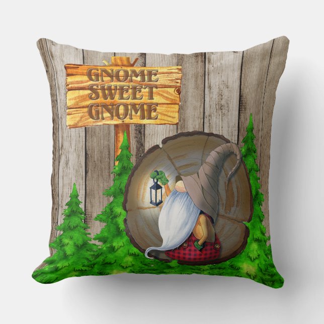 Rustic Gnome Sweet Gnome Cushion (Front)