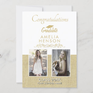 Rustic Gold 2022 Graduate 2 Photo Graduation Card