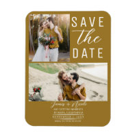 Rustic Gold 2 Photos Save the Date Wedding