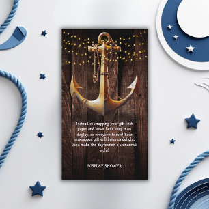 Rustic Gold Anchor Baby Shower Enclosure Card