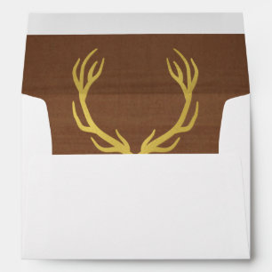 Rustic Gold Antlers 5x7 Wedding Envelope
