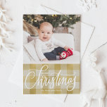 Rustic Gold Buffalo Plaid Merry Christmas Photo Holiday Card<br><div class="desc">Merry Christmas! Send Christmas greetings to family and friends with this rustic Christmas photo card. It features a rustic buffalo plaid pattern in gold and black. Personalise by adding your texts and photos. This gold Christmas ruffalo plaid photo card is available in other colours and cardstock.</div>