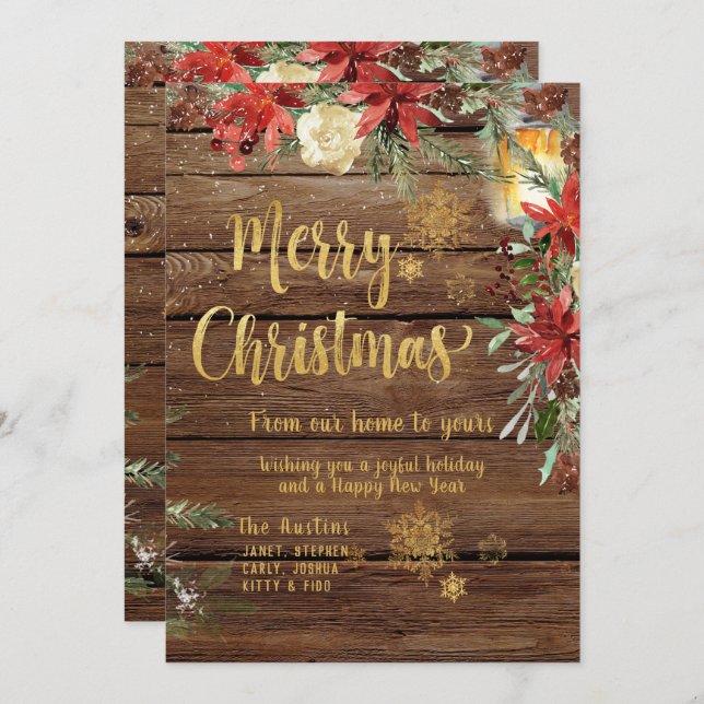 Rustic Gold Calligraphy Christmas Invitation (Front/Back)
