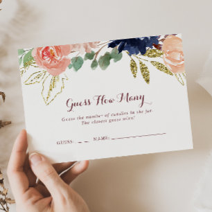 Rustic Gold Calligraphy Guess How Many Game Card