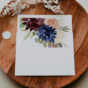 Rustic Gold Calligraphy Self-Addressed RSVP Envelope