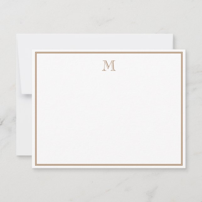 Rustic Gold Double Border Vintage Monogram Card (Front)