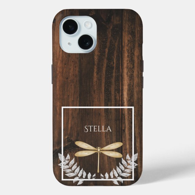 Rustic Gold Dragonfly Personalised Case-Mate iPhone Case (Back)