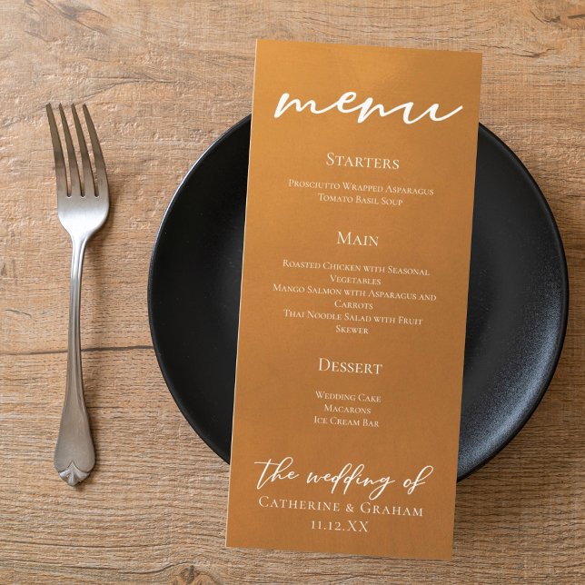Rustic Gold Earth Tone Fall Wedding Dinner Menu (Creator Uploaded)