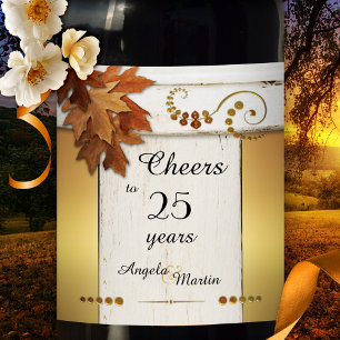 Rustic Gold Fall Anniversary Wine Label