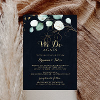 Rustic Gold Floral Blue We Do Again Vow Renewal