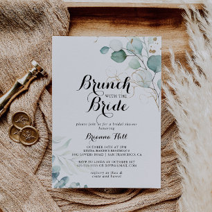Rustic Gold Floral Brunch with the Bride Shower Invitation