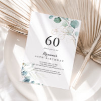 Rustic Gold Floral Calligraphy 60th Birthday Party