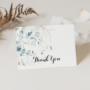 Rustic Gold Floral Folded Wedding Thank You Card