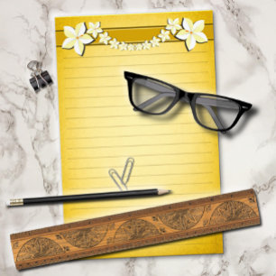 Rustic Gold Floral Parchment Lined Writing Paper