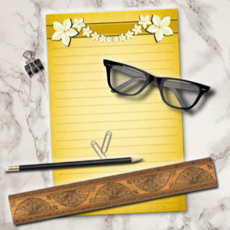 Rustic Gold Floral Parchment Lined Writing Paper