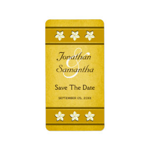 Rustic Gold Floral Save The Date Wine Labels