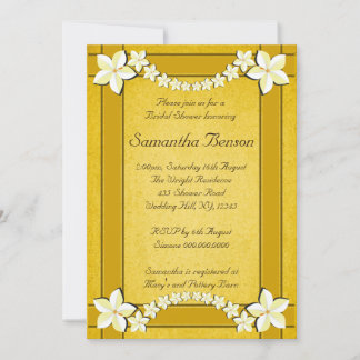 Rustic Gold Floral Wedding Bridal Shower Invite