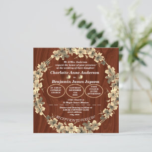 Rustic Gold Floral Wedding Invitation