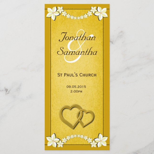 Rustic Gold Floral Wedding Program Templates (Front)