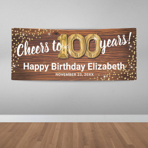 Rustic Gold Glitter 100th Birthday Banner