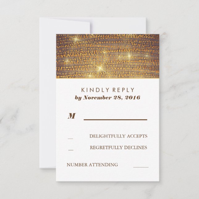 Rustic Gold Glitter Confetti Wedding RSVP Cards (Front)