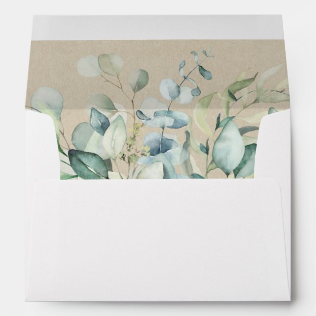 Rustic Gold Green Wedding Pre-Printed Address 5x7 Envelope (Back (Bottom))