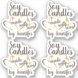 Rustic Gold Hearts Made with Love Cool Soy Candles