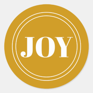 Rustic Gold Joy Round Sticker