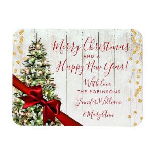 Rustic Gold Merry Christmas Non Photo Glitter Magnet