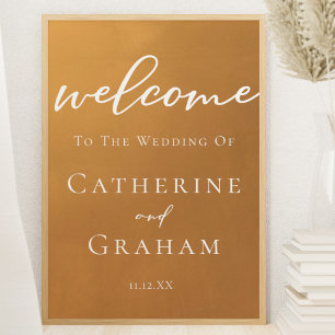 Rustic Gold Minimalist Fall Wedding Welcome Poster