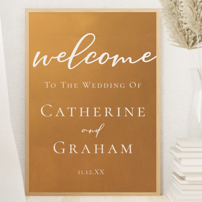 Rustic Gold Minimalist Fall Wedding Welcome Poster (Creator Uploaded)