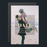 Rustic Gold Modern Minimalist Photo Save the Date Magnetic Invitation<br><div class="desc">Rustic Gold Modern Minimalist Photo Wedding Save the Date Magnetic Invitation Announcement</div>